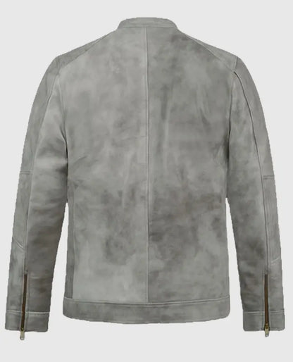 Men's Harbor Gray Biker Suede Jacket