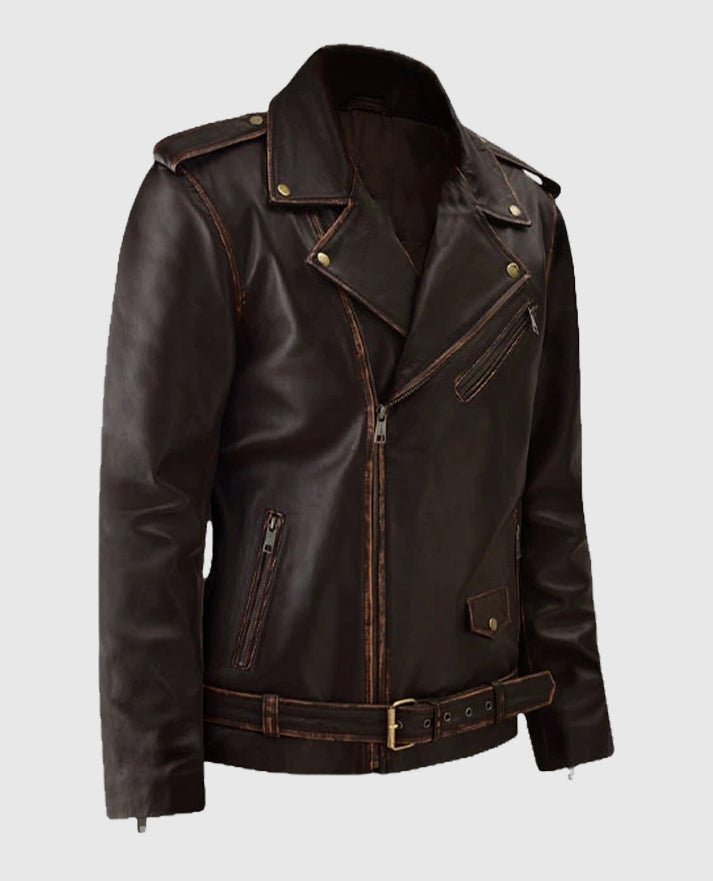 Men's Dark Brown Enforcer Biker Leather Jacket