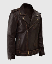 Men's Dark Brown Enforcer Biker Leather Jacket