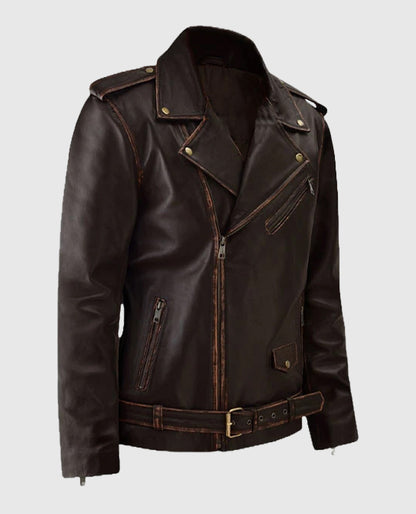 Men's Dark Brown Enforcer Biker Leather Jacket