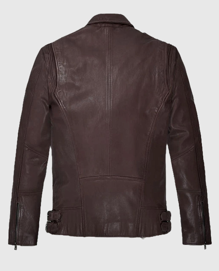 Men's Burgundy Falcon Rider Leather Jacket
