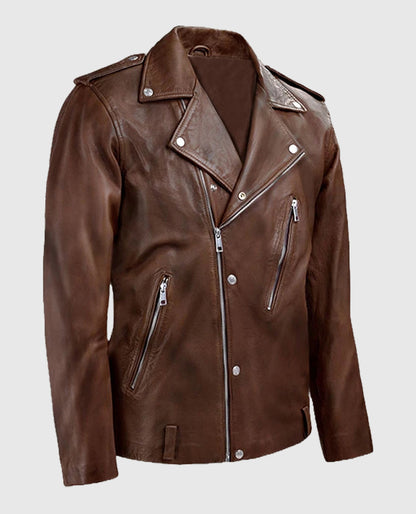 Men's Beast Spanish Brown Biker Leather Jacket