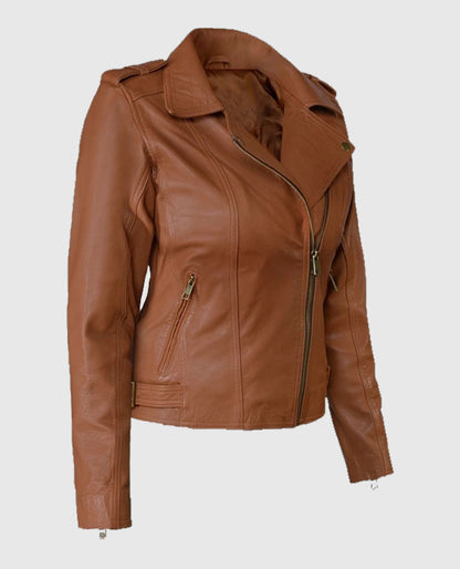 Women's Brown Biker Leather Jacket
