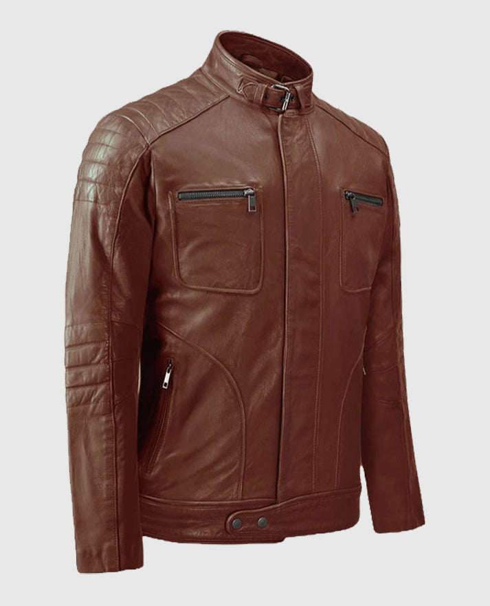 Men's Firefly Tan Biker Leather Jacket