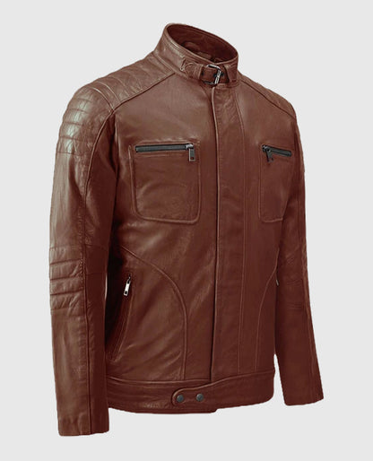 Men's Firefly Tan Biker Leather Jacket