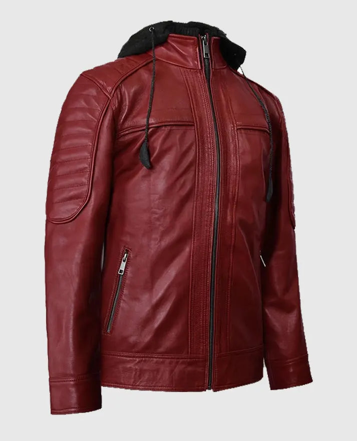 Rodeo Hooded Leather Jacket For Men