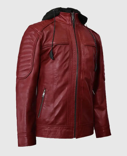 Rodeo Hooded Leather Jacket For Men