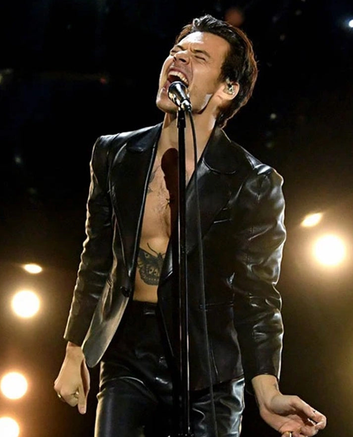 Grammy Awards 2021 Harry Styles Leather Blazer