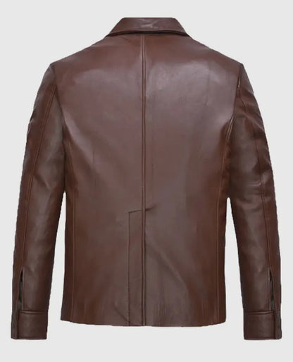 Men's Shirt Style Brown Leather Jacket
