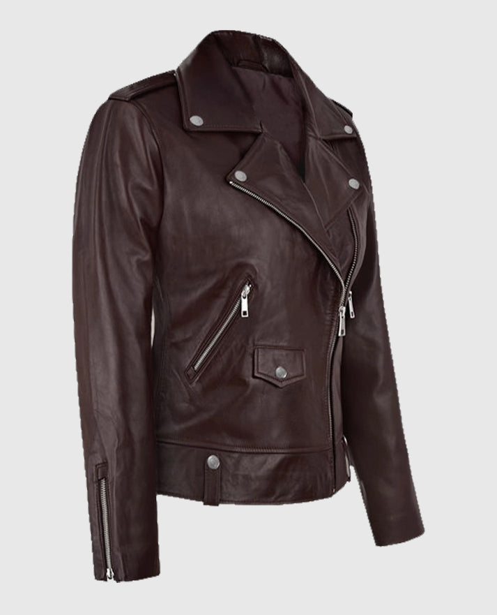 Burgundy Meghan Markle Leather Jacket