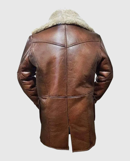 Dark Knight Rises Tom Hardy Shearling Leather Coat