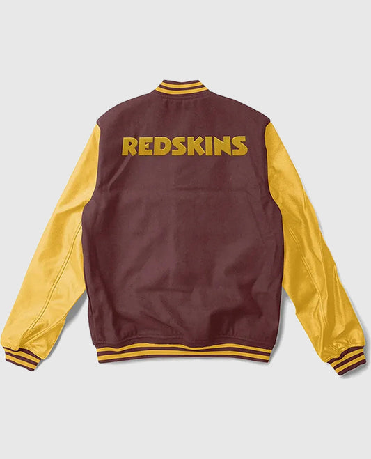 Washington Redskins Brown and Yellow Varsity Jacket