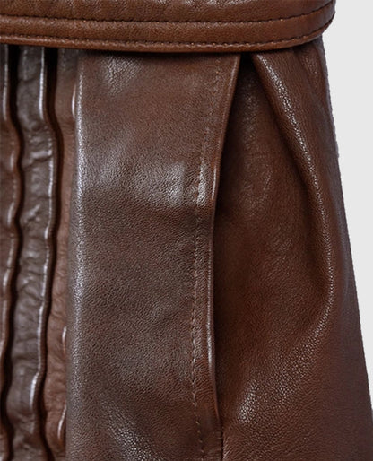 Women's Spanish Brown Long Leather Coat
