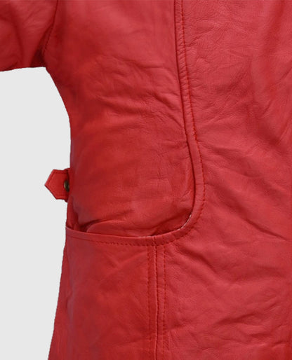 Soft Tango Red Washed Jennifer Lopez Gigli Leather Jacket