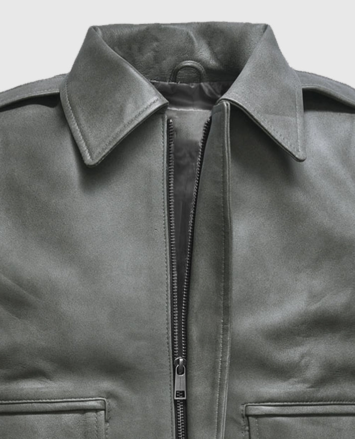 Harbor Gray Kendall Jenner Leather Jacket