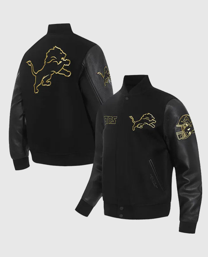 Detroit Lions Full-Zip Black Varsity Jacket
