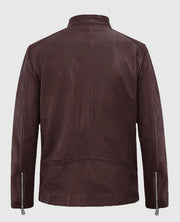 Men's Motorad Biker Burgundy Leather Jacket