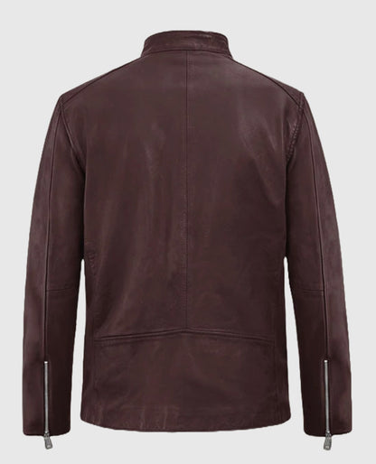 Men's Motorad Biker Burgundy Leather Jacket