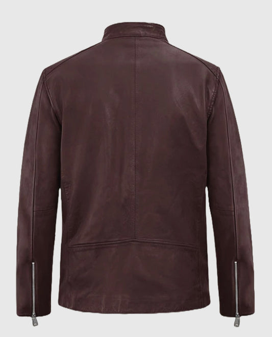 Men's Motorad Biker Burgundy Leather Jacket