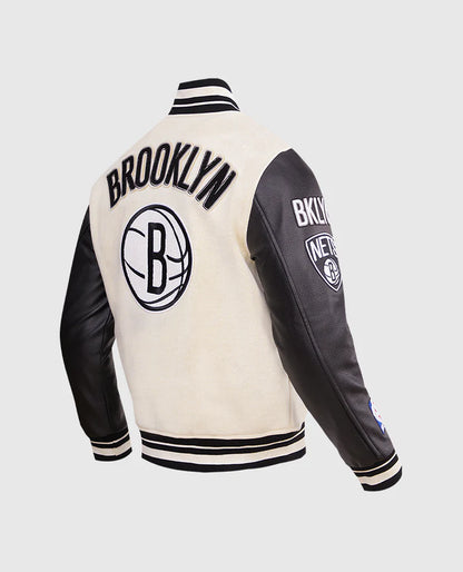 NBA Brooklyn Nets Men's Black & White Varsity Jacket