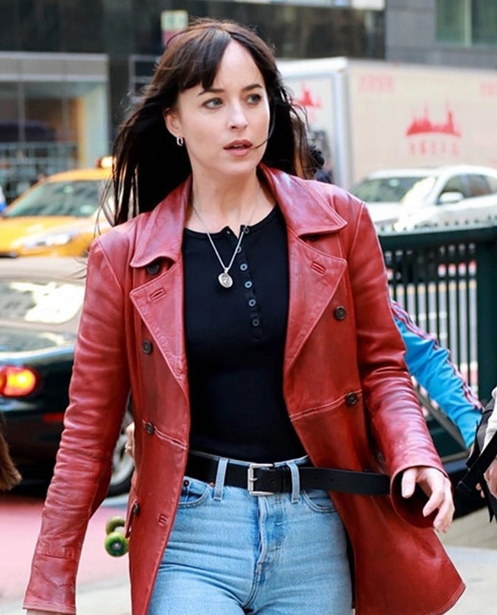 Dakota Johnson Madame Web Leather Trench Coat