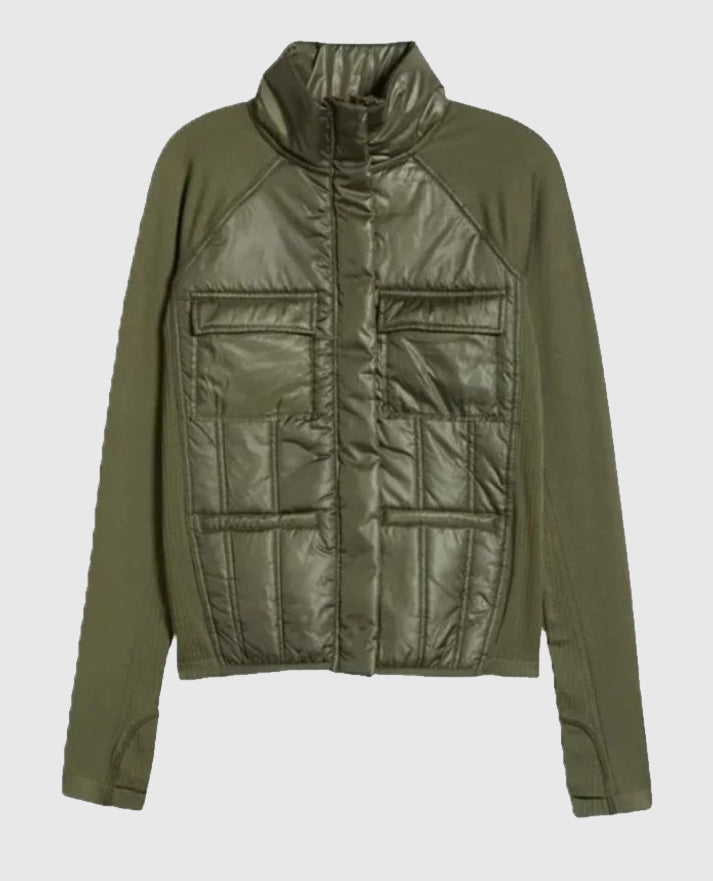 Women's Zella Hybrid Quilted Black Puffer Jacket