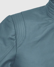 Davin Men's Blue Leather jacket