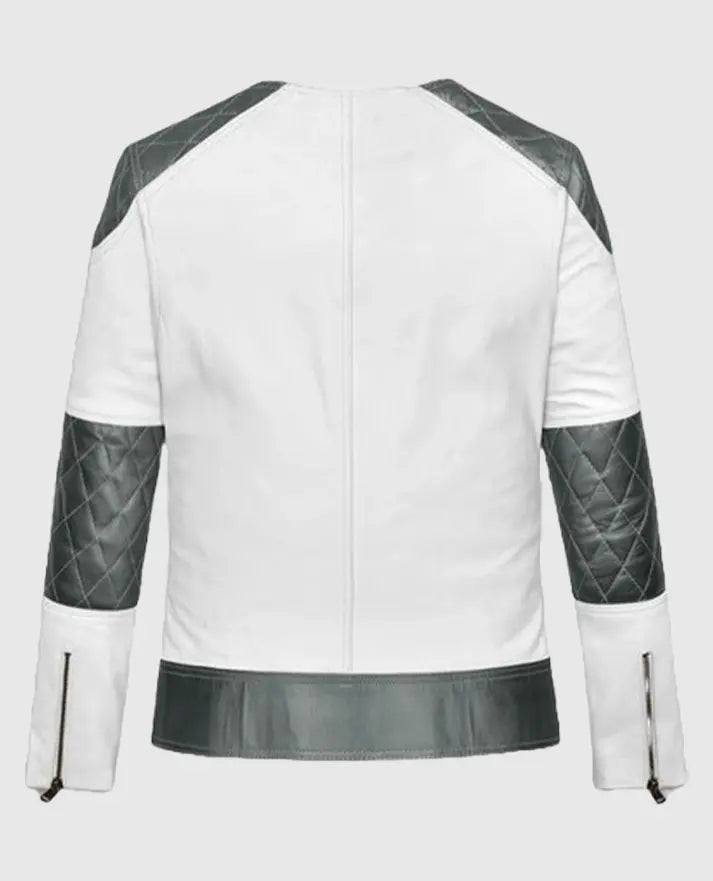 Women’s White and Silver Moto Jacket
