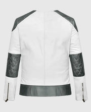 Women’s White and Silver Moto Jacket