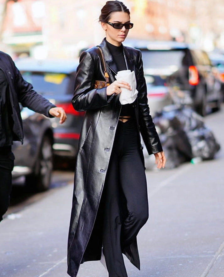 Kendall Jenner Leather Long Coat