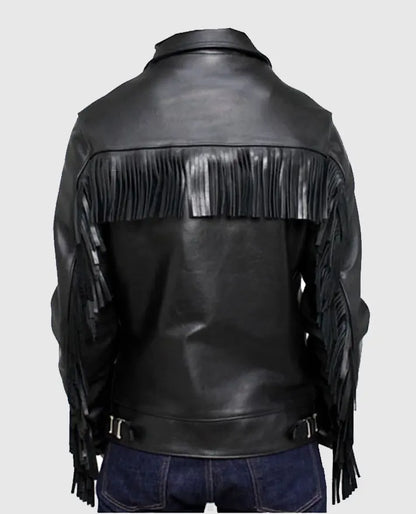 Men's Black Fringe Leather Jacket
