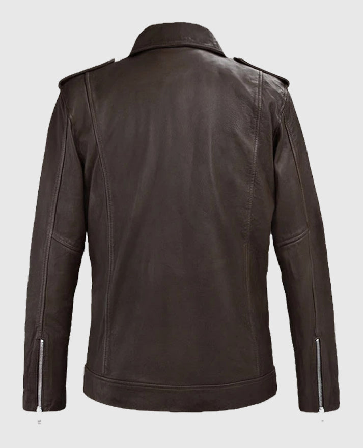 Men's Biker Style Beast Brown Leather Jacket