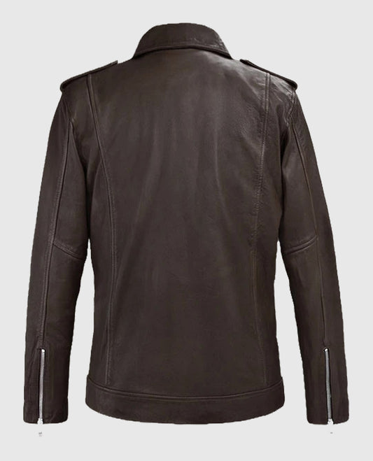 Men's Biker Style Beast Brown Leather Jacket