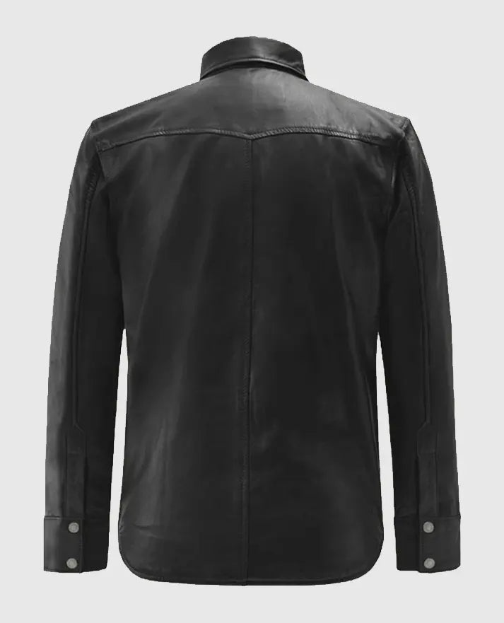 Men's Black Trucker Leather Jacket