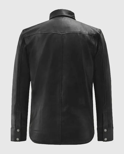 Men's Black Trucker Leather Jacket