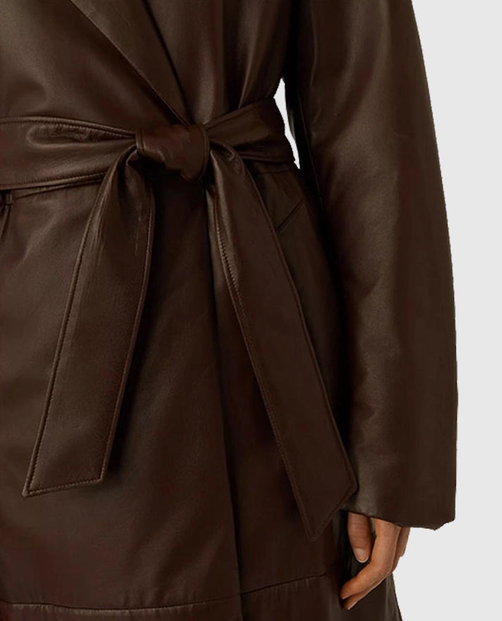 Women's Long 90s Vintage Leather Coat