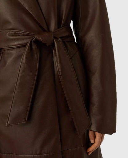 Women's Long 90s Vintage Leather Coat