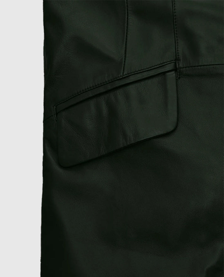 Women's Chelsea Black Leather Long Coat