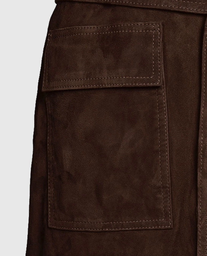 Women's Suede Dark Brown Alpine Leather Long Coat