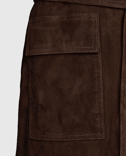 Women's Suede Dark Brown Alpine Leather Long Coat