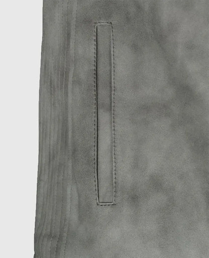 Men's Harbor Gray Biker Suede Jacket