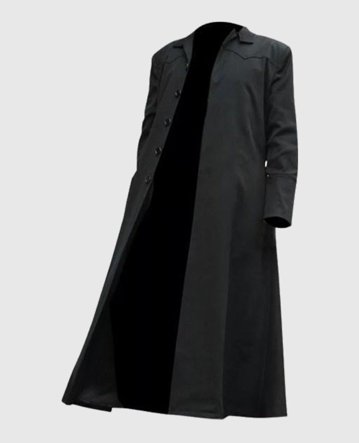 Neo Matrix Trench Coat Keanu Reeves Black Trench Coat