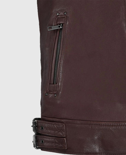 Men's Burgundy Falcon Rider Leather Jacket