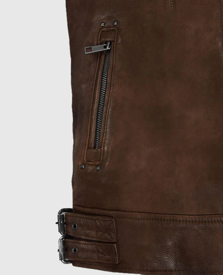 Men's Spanish Brown Falcon Rider Leather Jacket