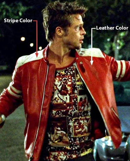 Tyler Durden's Fight Club Red Leather Jacket