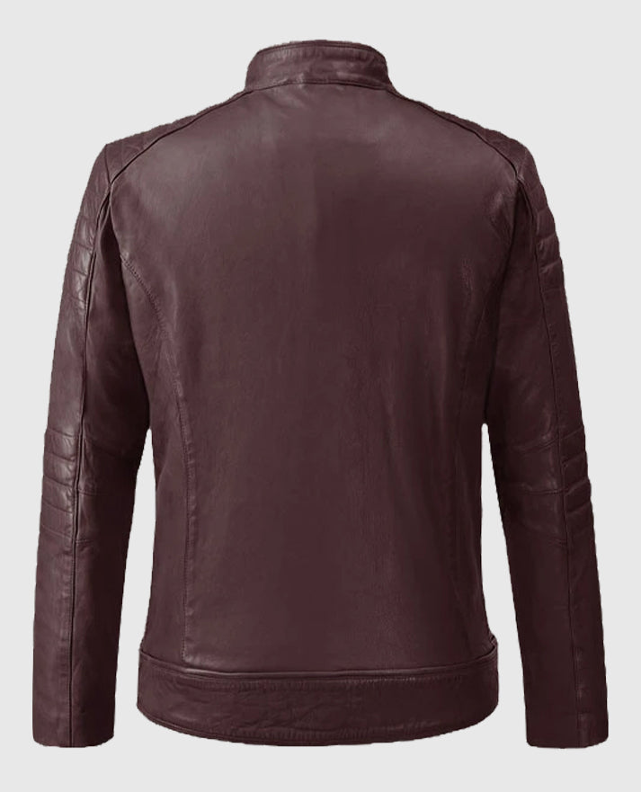 Men's Firefly Burgundy Biker Leather Jacket