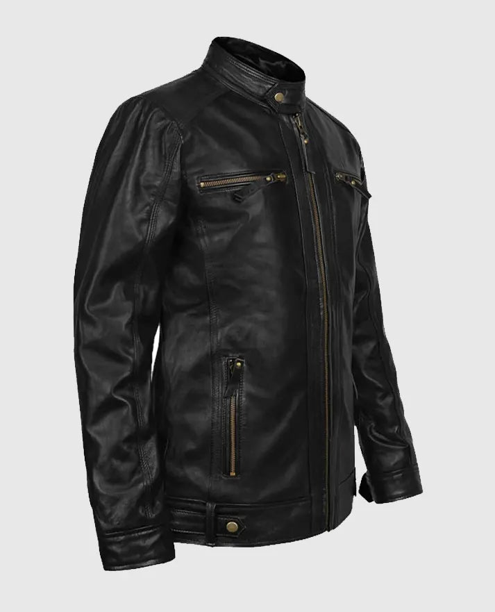 Men's Black Motorcycle Leather Jacket