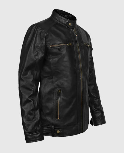 Men's Black Motorcycle Leather Jacket