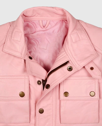 Women's Light Pink Leather Jacket