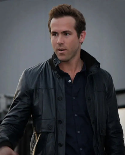 Ryan Reynolds Black Leather Jacket